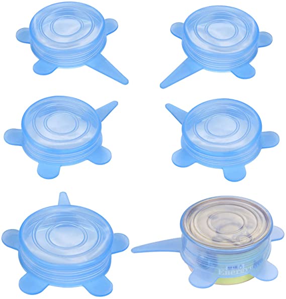 SLSON 6 Pack Pet Food Can Cover Stretchable 1 Fit 3 Universal Size Silicone Can Lids for Dog and Cat 