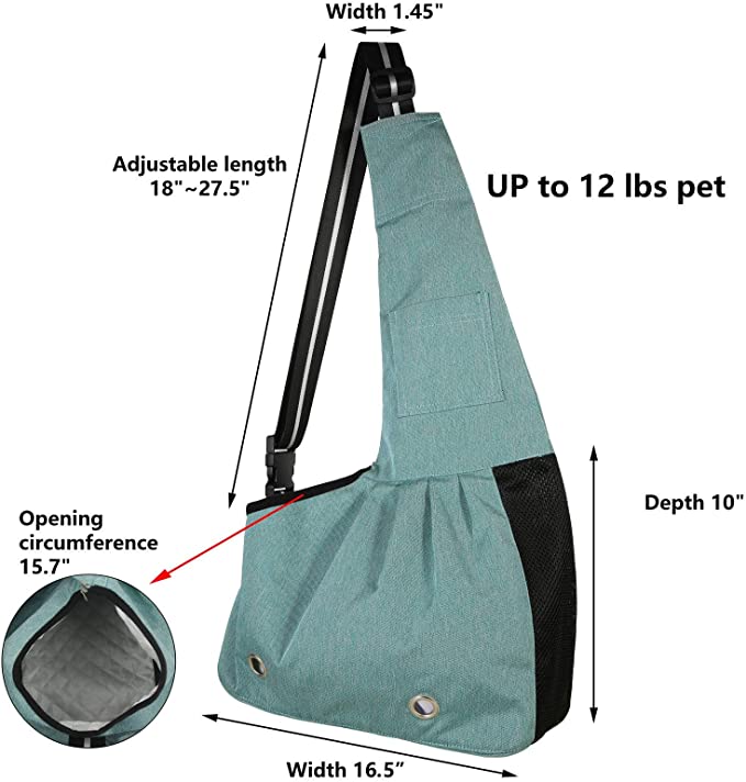 Dog Cat Sling Carrier,Hands Free Pet Outdoor Travel Bag Breathable Adjustable Strap Shoulder Bag Tote