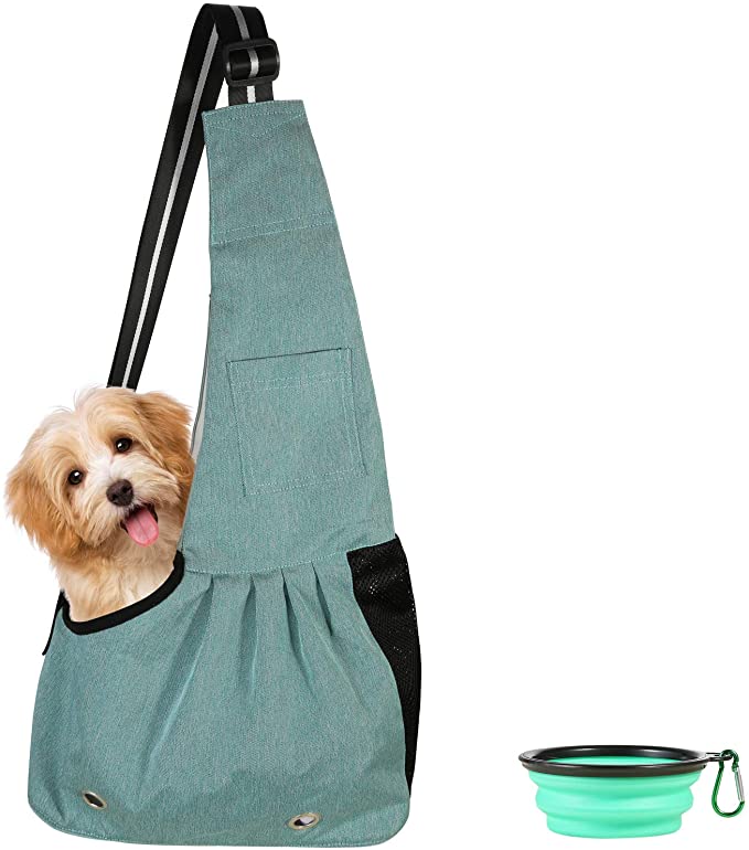 Dog Cat Sling Carrier,Hands Free Pet Outdoor Travel Bag Breathable Adjustable Strap Shoulder Bag Tote
