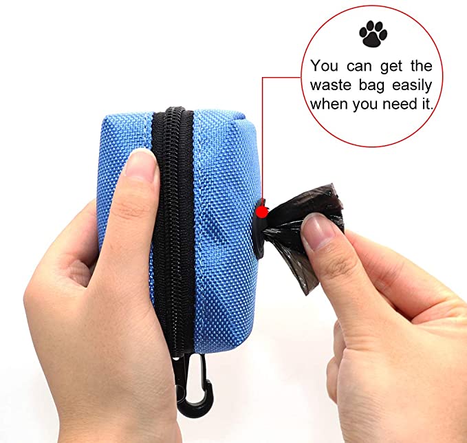 SLSON Pet Waste Bag Dispenser Zippered Pouch,Portable Dog Poop Bag Holder Leash Attachment Lightweigh