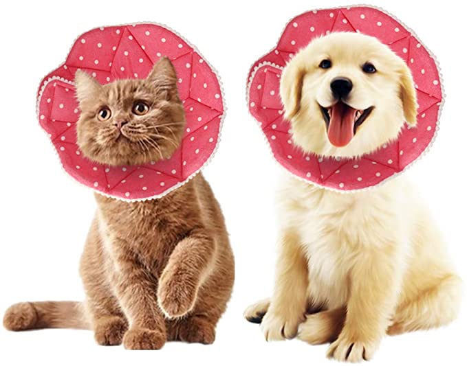 SLSON Cat Recovery Collar Soft Pet Cone Collar Protective Cotton Cone Adjustable Fasteners Collar for