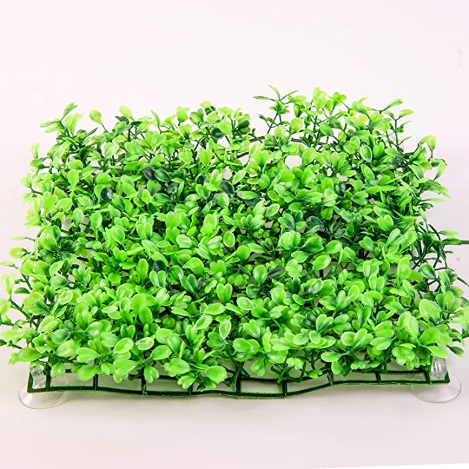 SLSON Aquarium Decorations Grass Artificial Plastic Lawn 9 inches Square Landscape Green Plants for S