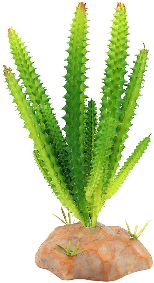 SLSON Reptile Plants Terrarium Decor Cactus Plastic Plant Ornament for Lizard Gecko Bearded Dragon Ha