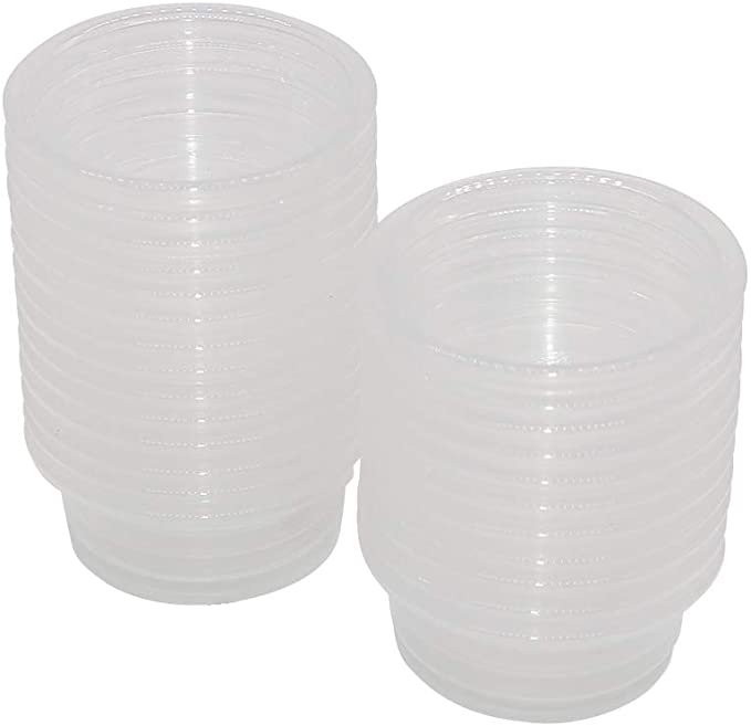 SLSON Small Gecko Food and Water Cups 100 ct Plastic Feeder Cups for Reptile Feeding Bowls for Creste
