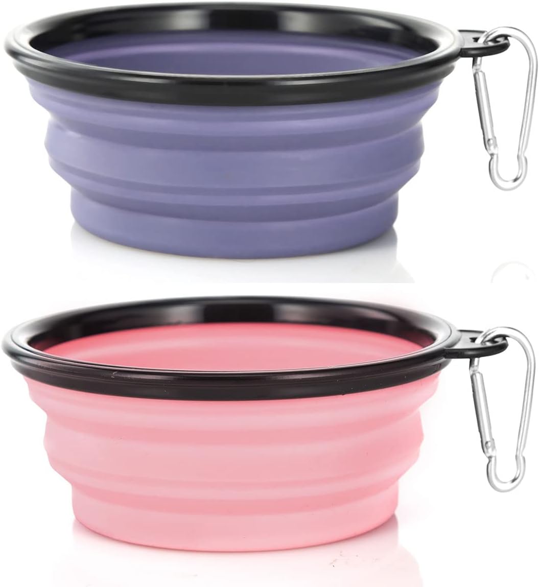 Dog Bowl Pet Collapsible Bowls, 2 Pack Collapsible Dog Water Bowls for Cats Dogs, Portable Pet Feedin