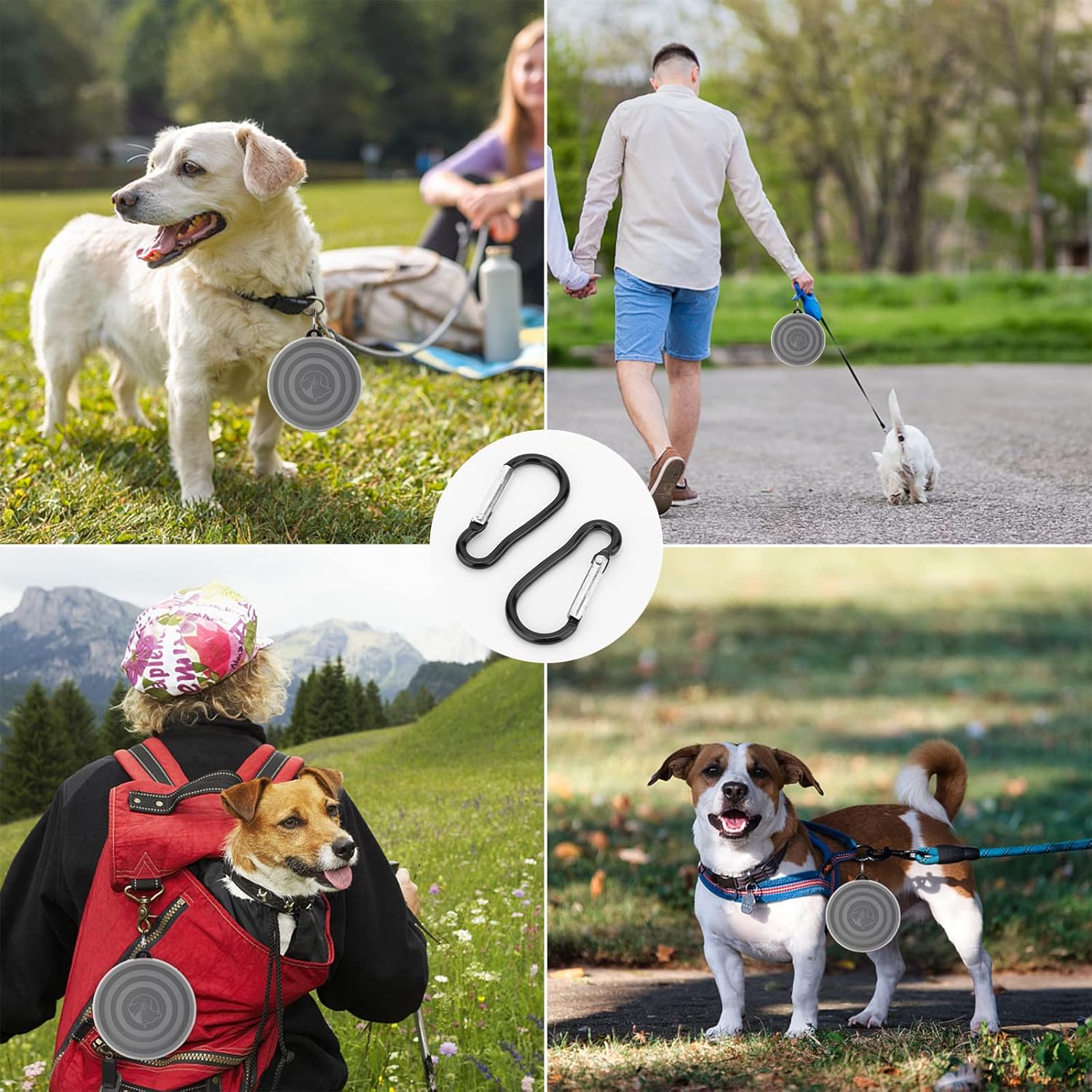 SLSON Dog Bowls Pet Collapsible Bowl with Cover Lids,2 Pack Dog Travel Bowls Portable Foldable Cat Wa