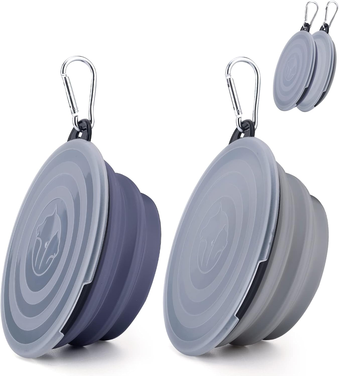 SLSON Dog Bowls Pet Collapsible Bowl with Cover Lids,2 Pack Dog Travel Bowls Portable Foldable Cat Wa