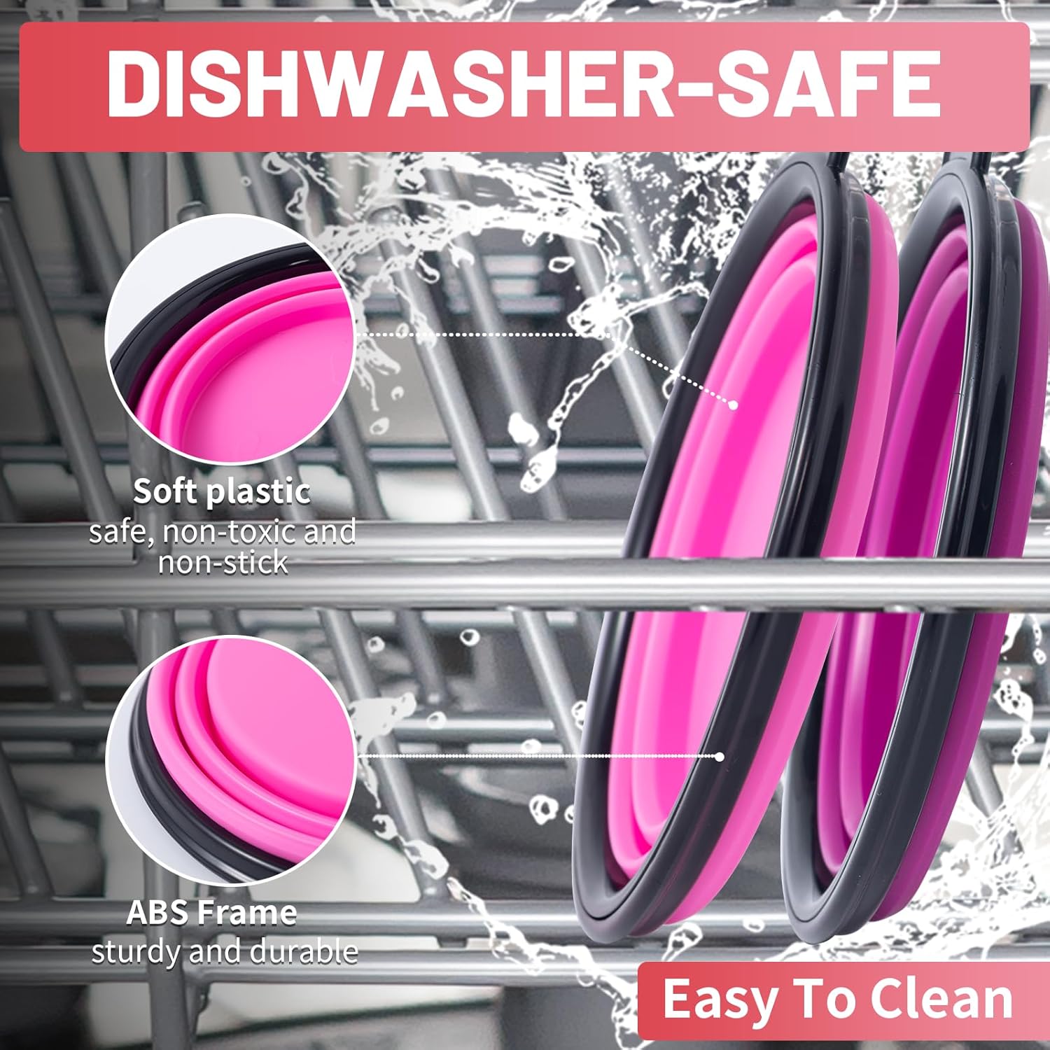 SLSON Dog Bowls Pet Collapsible Bowl with Cover Lids,2 Pack Dog Travel Bowls Portable Foldable Cat Wa