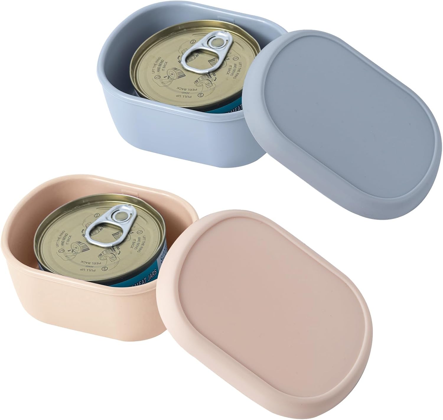 SLSON Canned Cat Food Storage Container for 3oz Cat Cans, 2Pack Silicone Airtight Can Cover Pet Food 