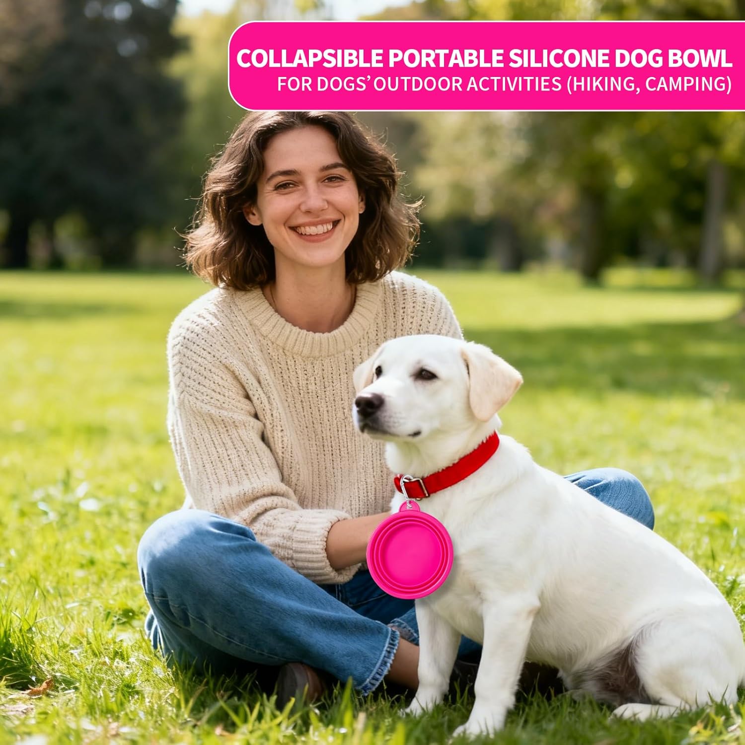 SLSON Collapsible Dog Bowl, 2Pack Macaron Color Pet Travel Bowls Silicone Foldable Water Feeder Dish 