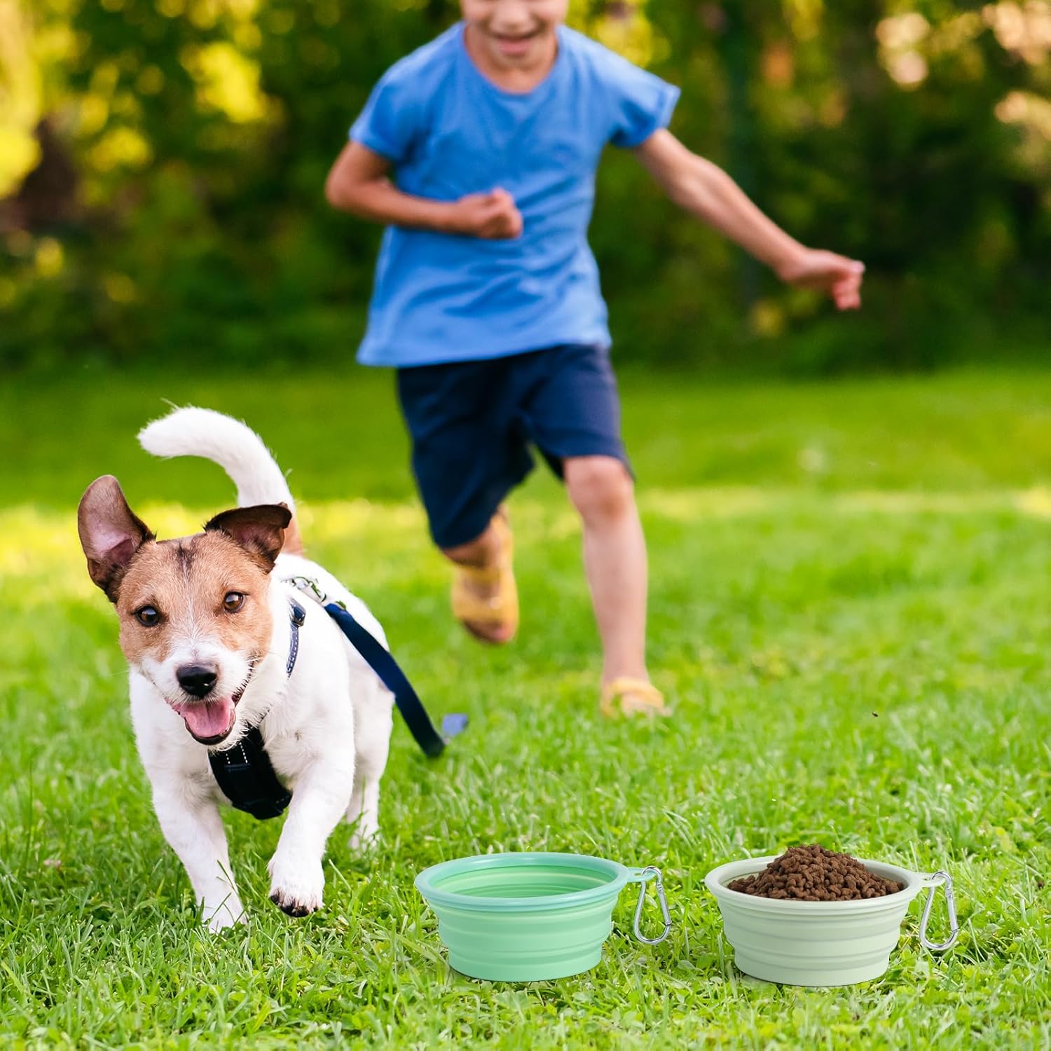 SLSON Collapsible Dog Bowl, 2Pack Macaron Color Pet Travel Bowls Silicone Foldable Water Feeder Dish 