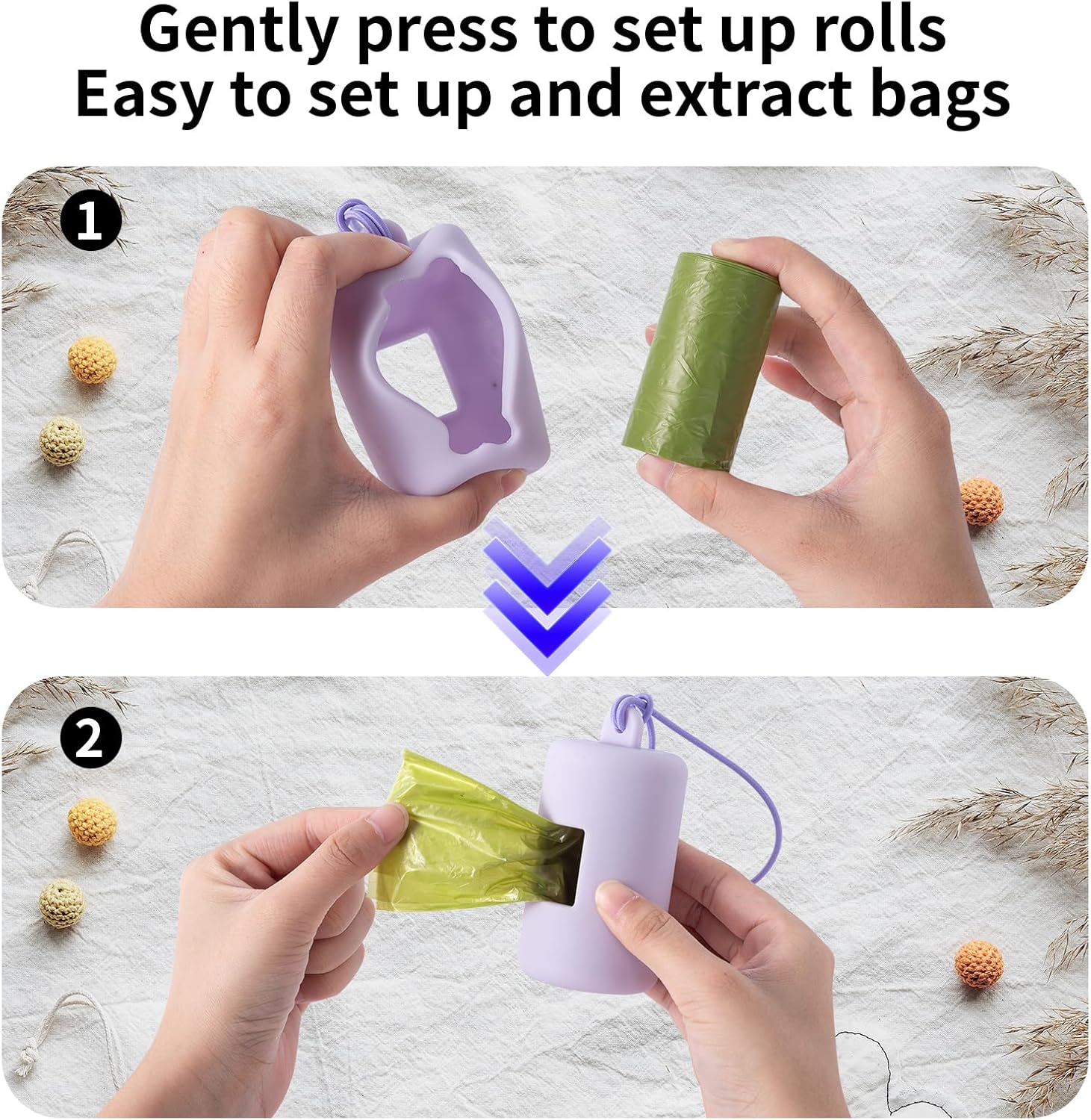 3Pack Dog Poop Bag Holder for Leash,Integrated Molding Soft Plastic Pet Waste Bag Dispenser with Elas