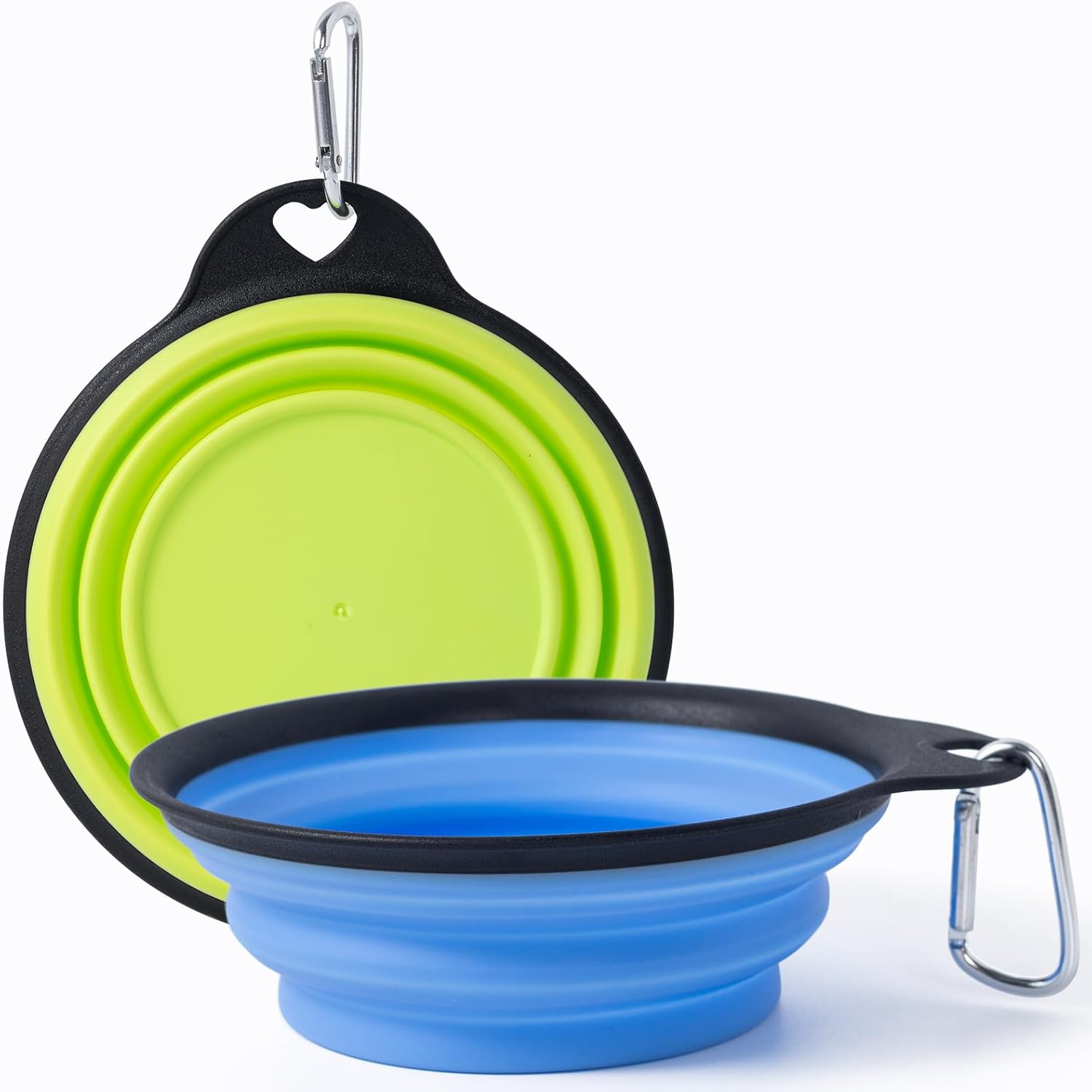 SLSON Dog Bowls Collapsible Pet Travel Feeder, 2Pack Integrated Molded Reinforced Rim Cat Water Dish 