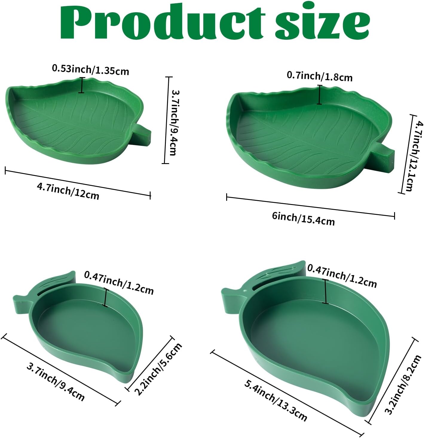 4Pack Terrarium Bowls Turtle Feeding Dishes Shallow and Flat Reptile Food and Water Feeder for Tortoi