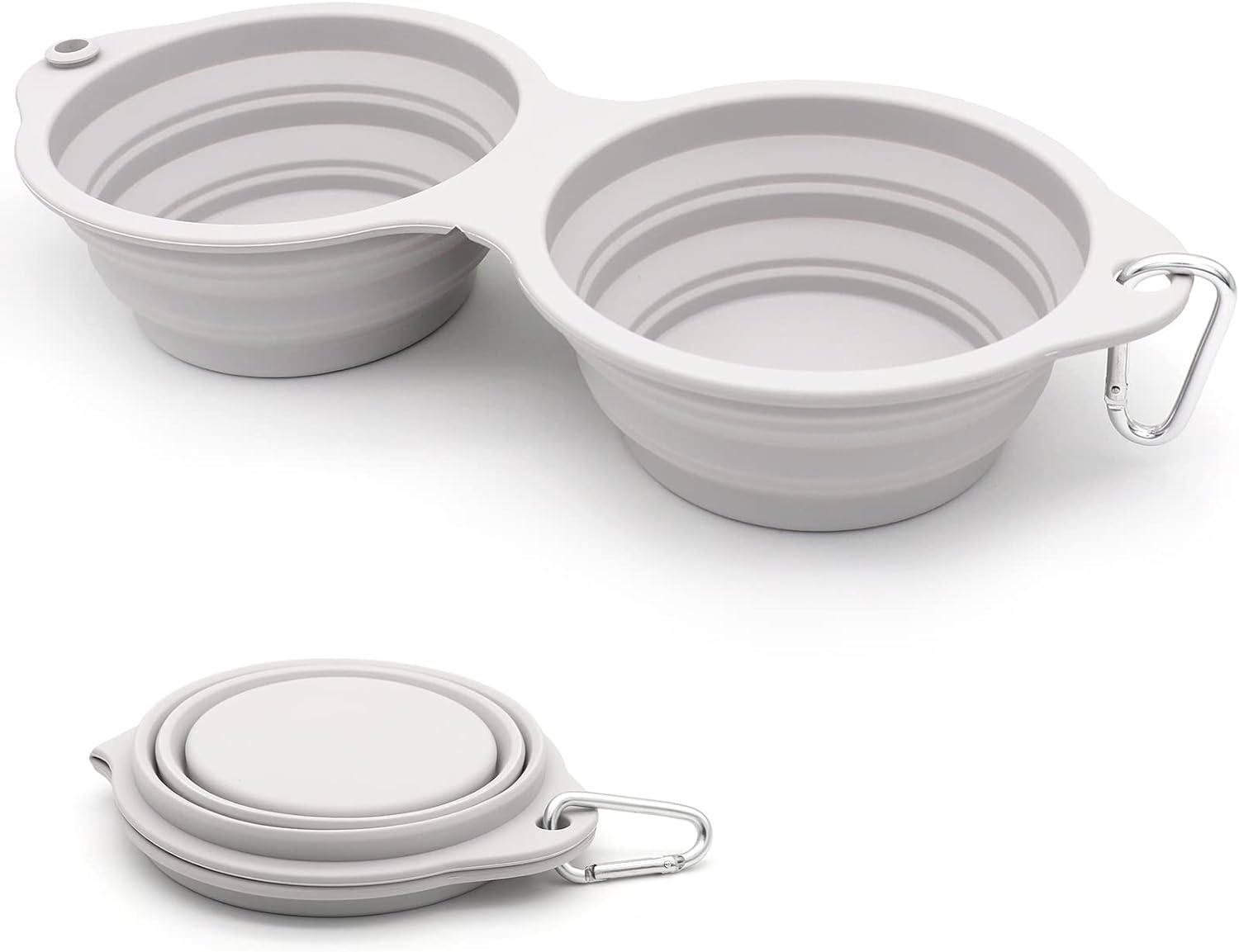 SLSON Collapsible Dog Bowls,Integrated Molding Dog Double Bowl No Plastic Rim 2 in 1 Foldable Pet Foo