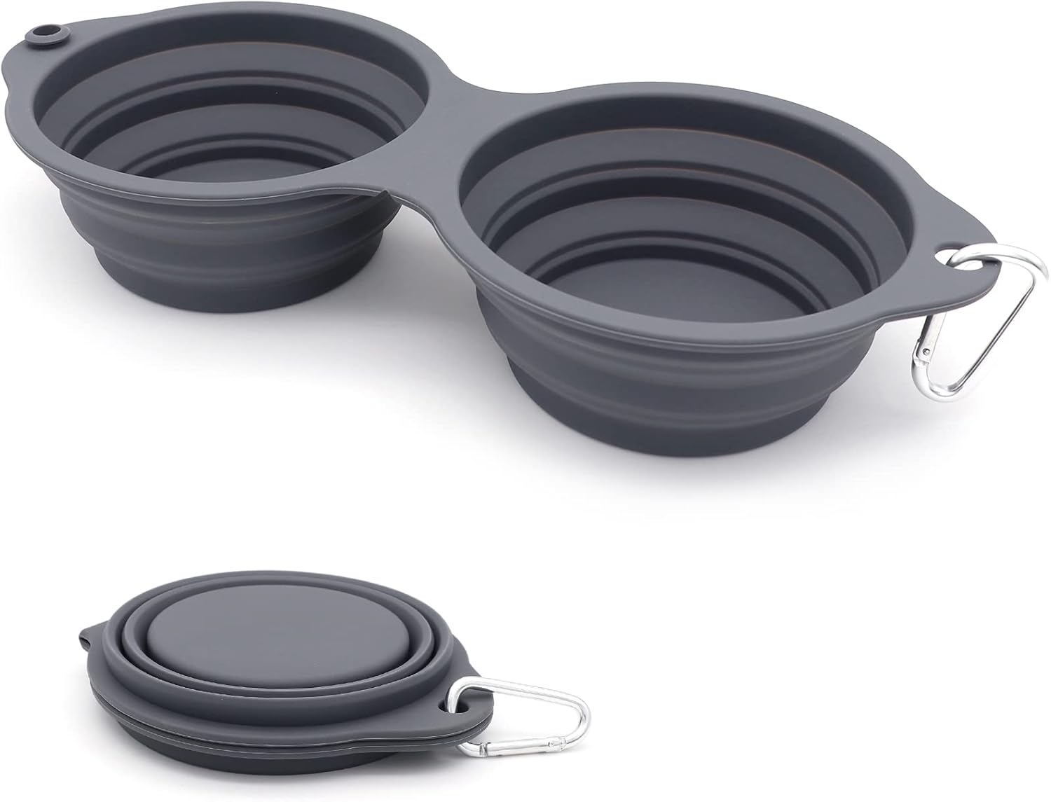 SLSON Collapsible Dog Bowls,Integrated Molding Dog Double Bowl No Plastic Rim 2 in 1 Foldable Pet Foo