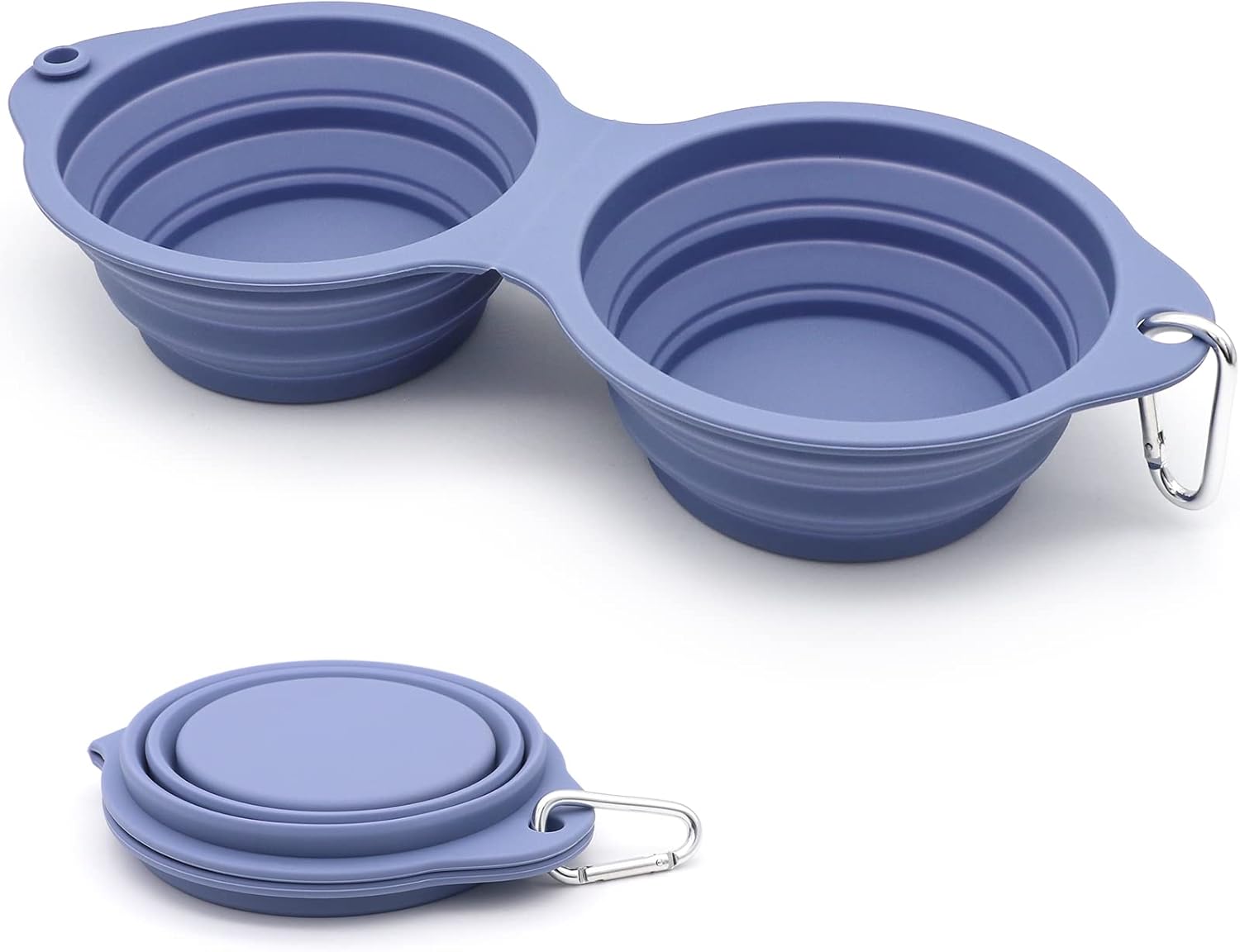 SLSON Collapsible Dog Bowls,Integrated Molding Dog Double Bowl No Plastic Rim 2 in 1 Foldable Pet Foo