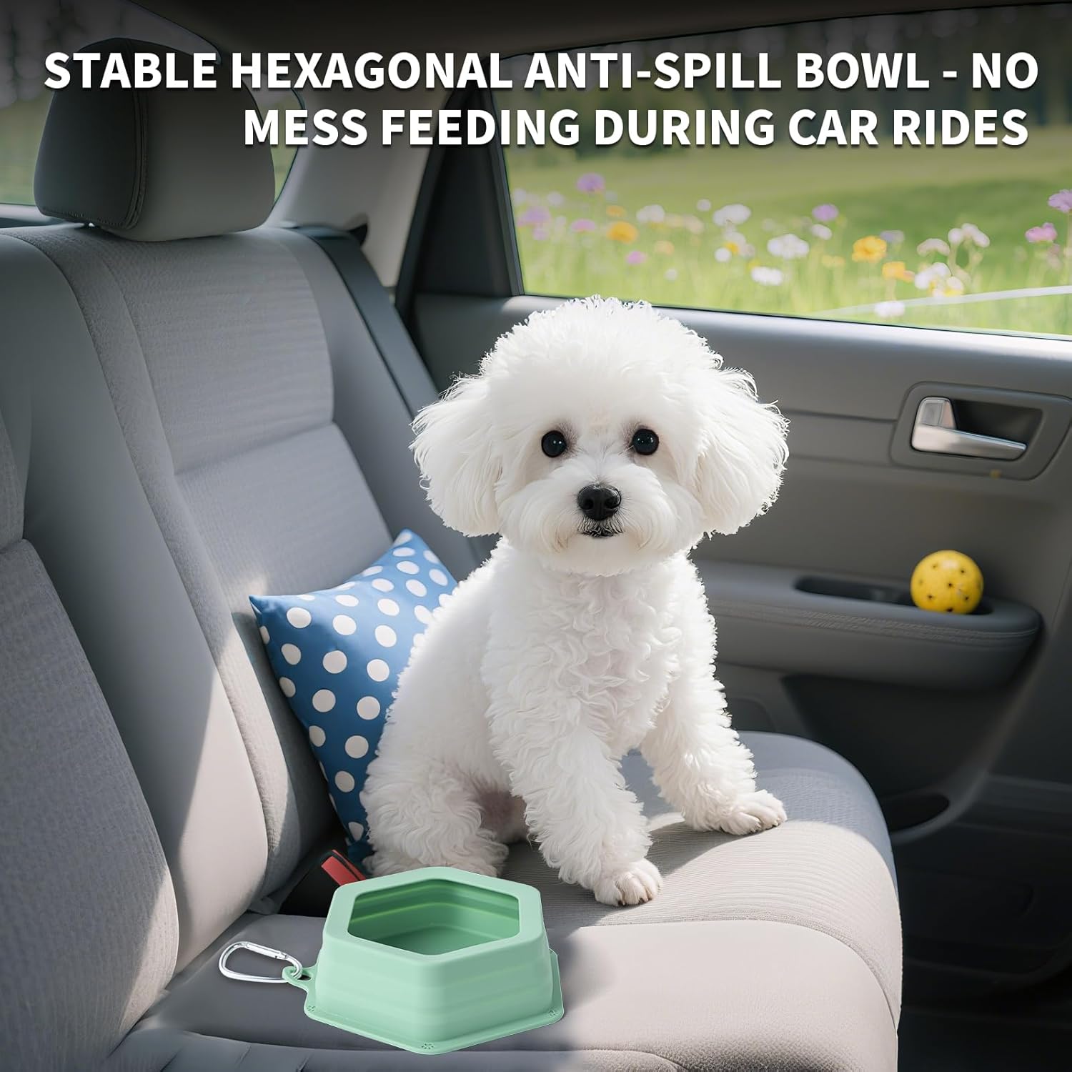 No Splash Dog Travel Bowls for Cars, Spill Proof Collapsible Dogs Water and Food Feeder Dispenser Int
