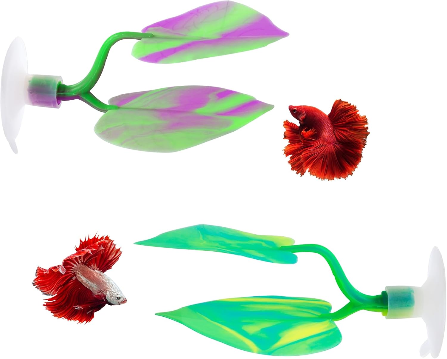 SLSON 2Pack Betta Bed Leaf Hammock Soft Silicone Leaf Pad for Betta Fish Rest Aquarium Plant Ornament