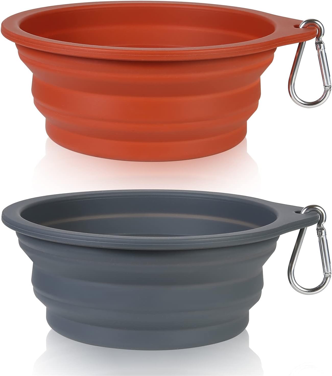 SLSON 2Pack Collapsible Dog Bowl,Integrated Molding Travel Bowl No Plastic Rim Pet Feeding Bowls for 