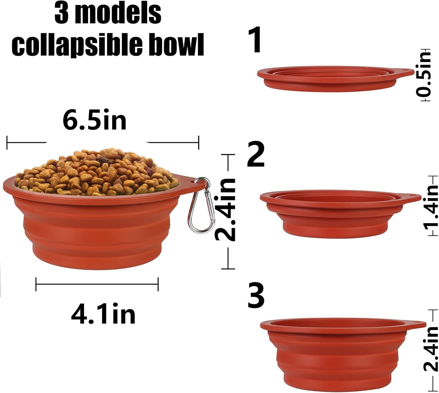 SLSON 2Pack Collapsible Dog Bowl,Integrated Molding Travel Bowl No Plastic Rim Pet Feeding Bowls for 