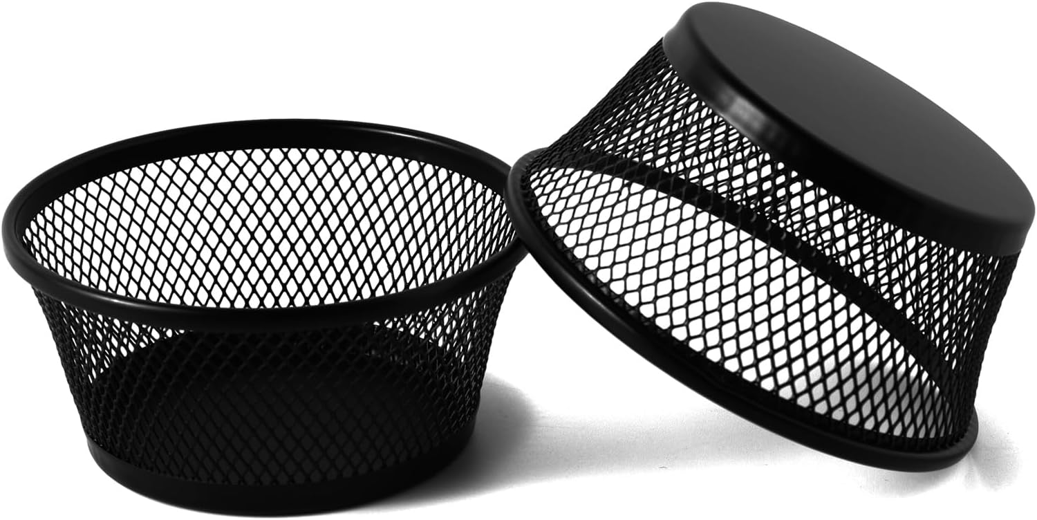SLSON 6Pack Paper Clip Holder Wire Mesh Paperclip Dish Holders Desktop Round Paper Clip Dispenser for