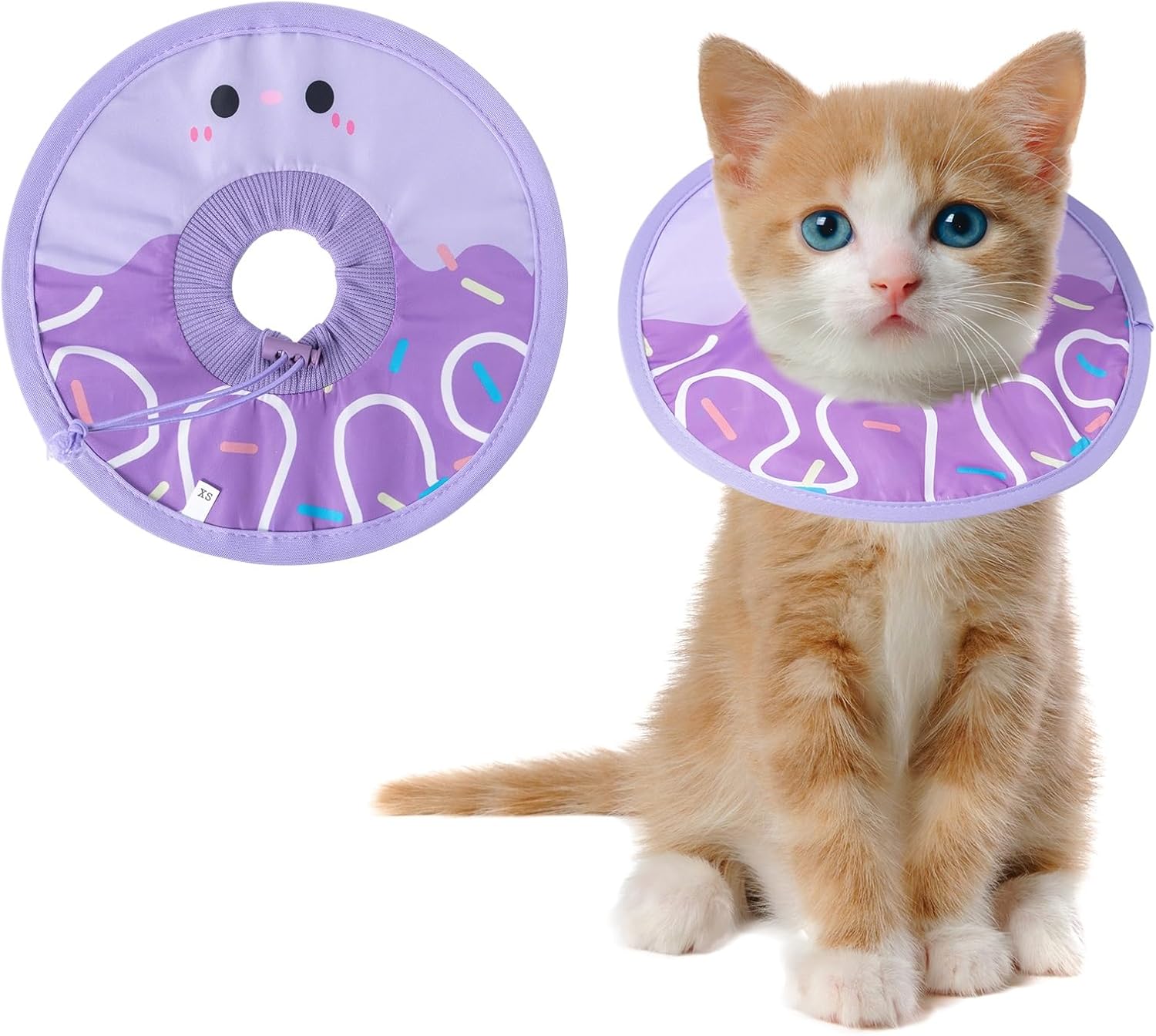Cat Recovery Collar Lightweight Soft Cats Cone Cute Donut Shape Adjustable Fasteners Waterproof Pet C