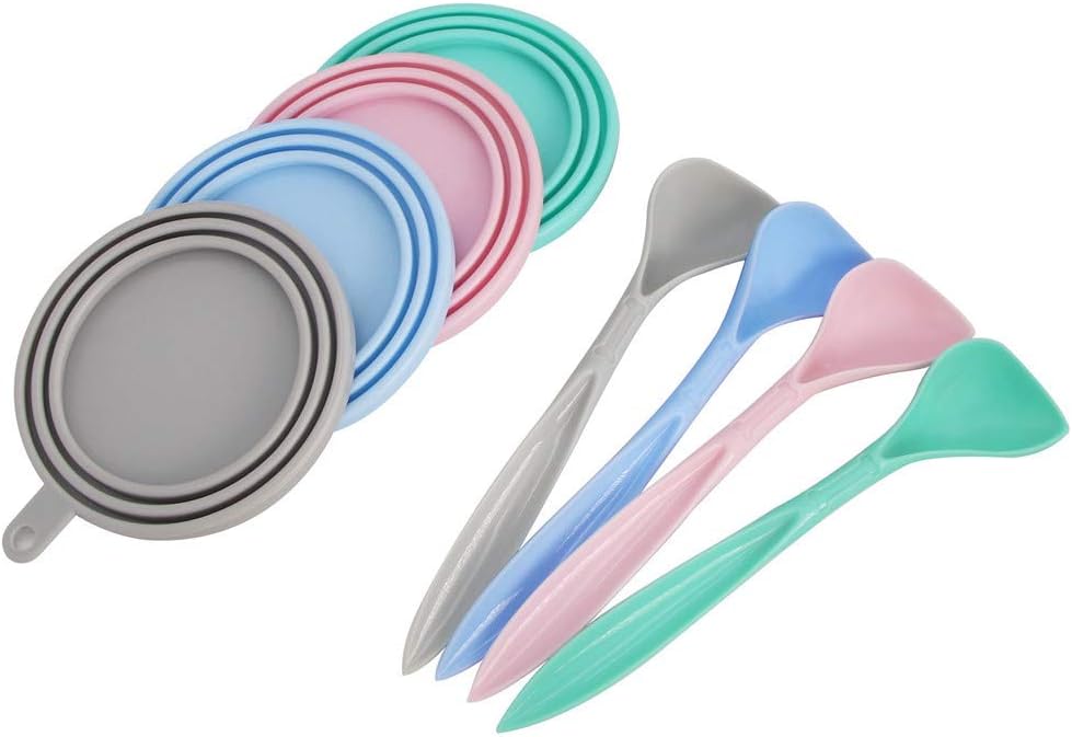 4 Pack Can Covers and Pet Spoons Set, Universal Silicone Lids for Pet Food Cans, 1 Fit 3 Standard Siz