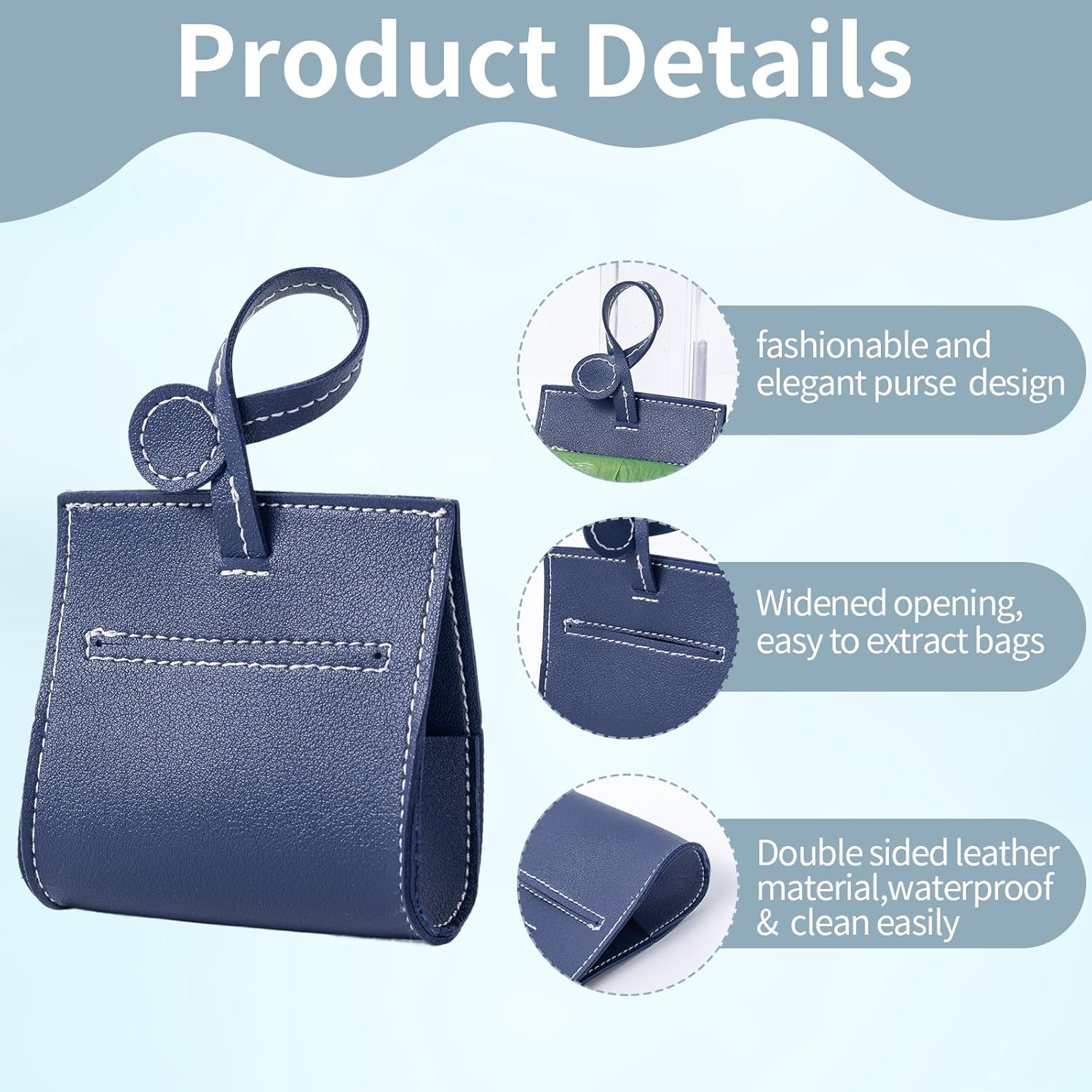 Dog Poop Bag Holders,2Pack Cute Purses Style Mini Lady Handbags Doggie Waste Bag Dispensers Soft Arti