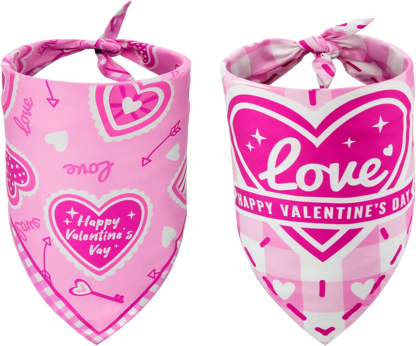SLSON Dog Bandanas Large,Valentine's Day 2 Pack Reversible Triangle Bibs Pet Scarf for Pet Costume Ac